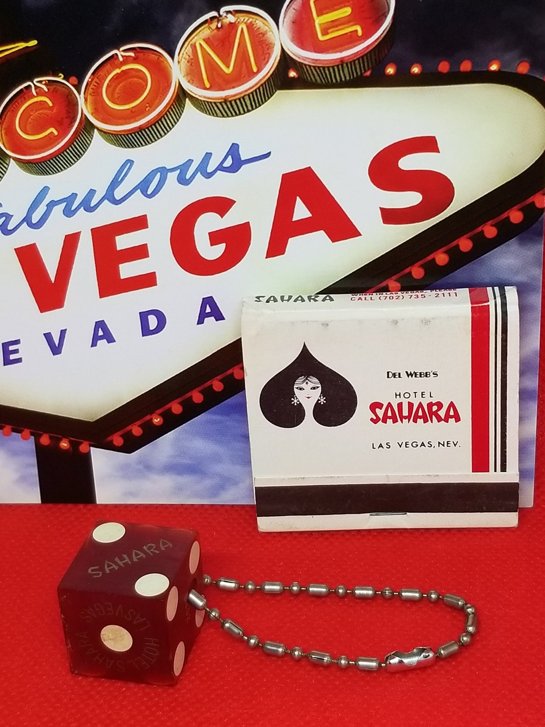 Awesome Vintage Hotel Sahara Las Vegas Dice Keychain Fabulous Casino