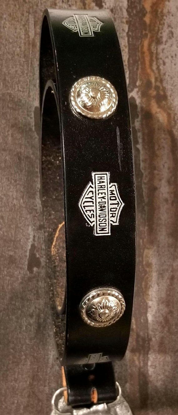 Vintage Mens Harley Davidson Black Leather Belt ONLY Harley  display picture 1