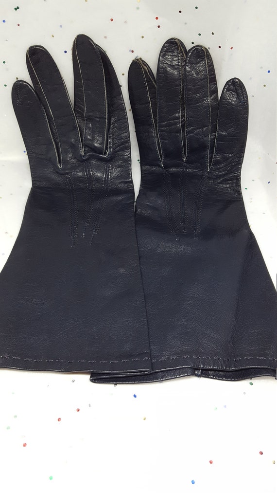 Badass black leather gloves small size 6.75 vintag