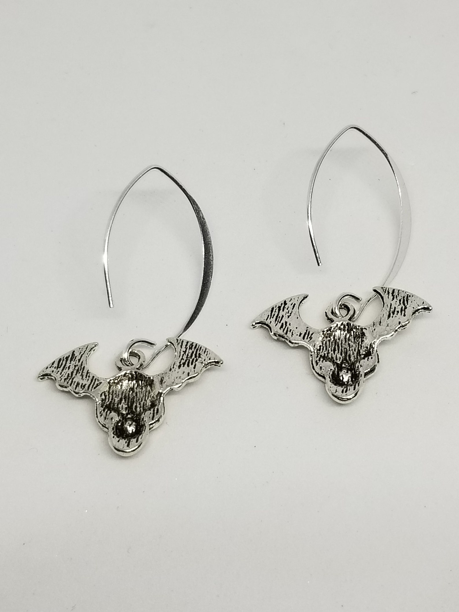 Awesome Sterling Silver Skull Bat Earrings Amazing Punk Rocker Etsy