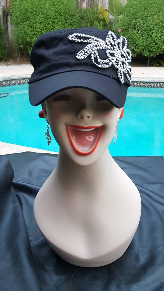 Military style hats store with bling
