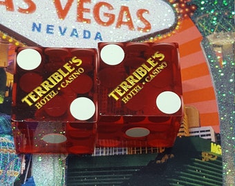 RARE vintage Terribles Las Vegas dice bones craps tablegames gambler souviner collector defunct obsolete casino memorabilia popculture gift