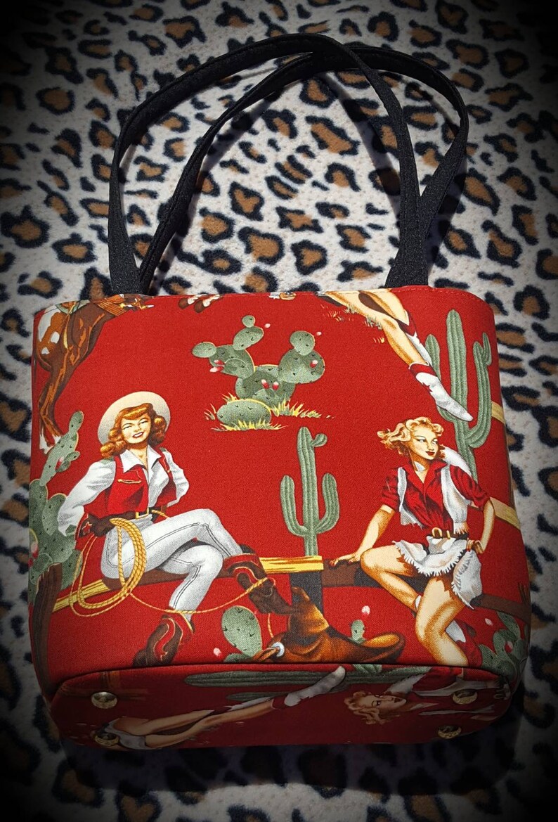 Retro Western Vintage Bling Bucket Bag Sexy Pinup Cowgirls Etsy