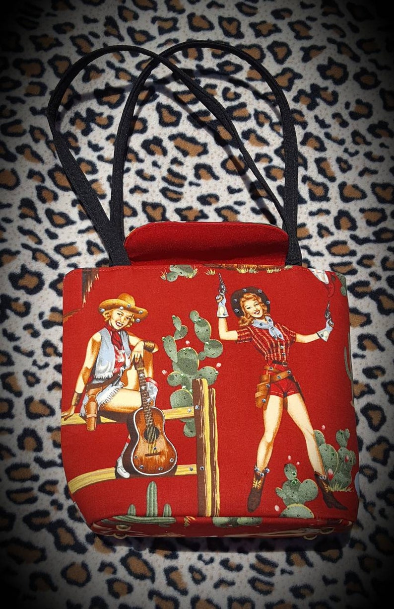 Retro Western Vintage Bling Bucket Bag Sexy Pinup Cowgirls Etsy