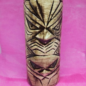 Badass vintage Tiki Lin mug retro Tiki Lin barware tropical ceramic Tiki mug Lucky God Tiki mug ceramic cocktail cups brown and tan Tiki mug