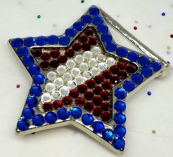 Vintage Swarovski crystal star belt buckle rhinestone belt buckle