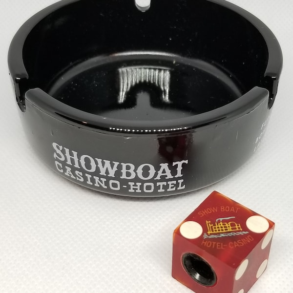 Rare vintage MCM Showboat Casino Las Vegas ashtray and dice vintage Showboat ashtray vintage dice Showboat Casino Hotel ashtray smoker gift