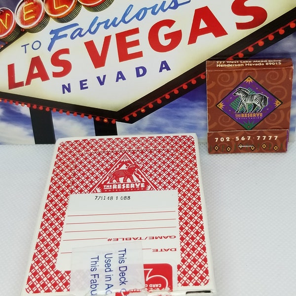 Fabulous vintage the Reserve Hotel Casino Las Vegas cards Henderson blackjack poker slots souvenir matches tablegames mancave gambling smoke