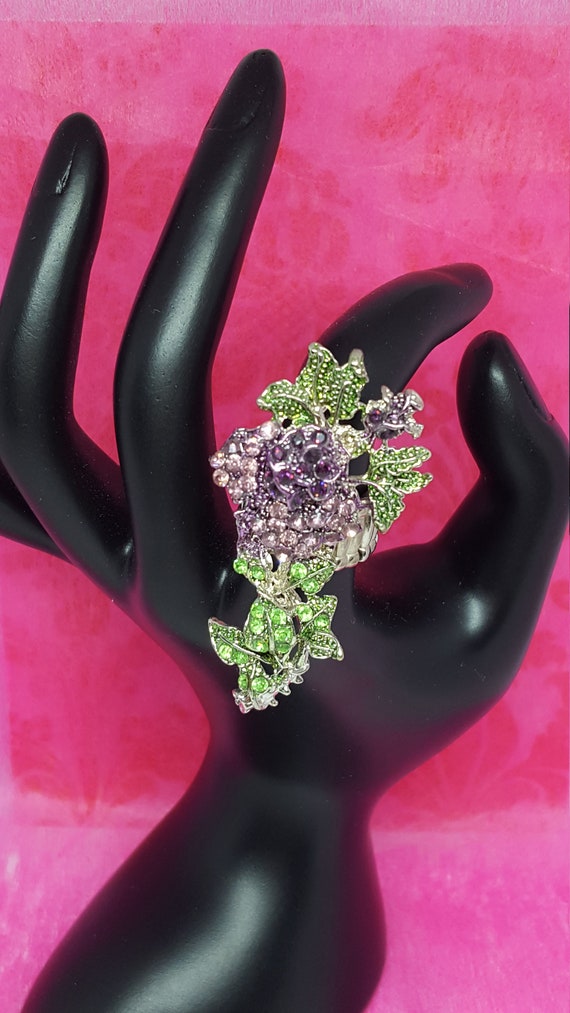 Gorgeous statement ring huge purple rhinestone ro… - image 3