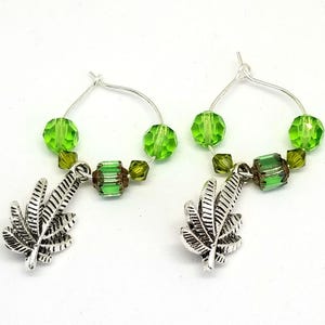 Bitchen marijuana leaf crystal hoop earrings punk rocker crystal earrings hippie boho earrings 420 cannabis weed hoops gift for a stoner