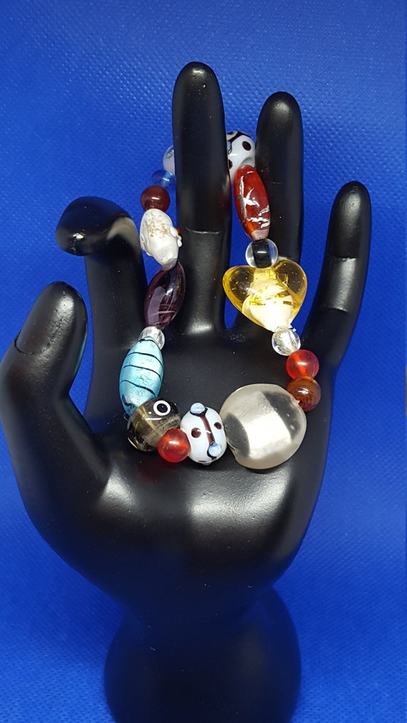 Amazing hand blown glass beads bracelet gorgeous … - image 1
