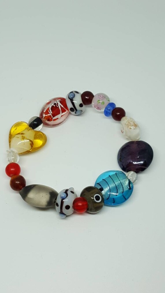 Amazing hand blown glass beads bracelet gorgeous … - image 3