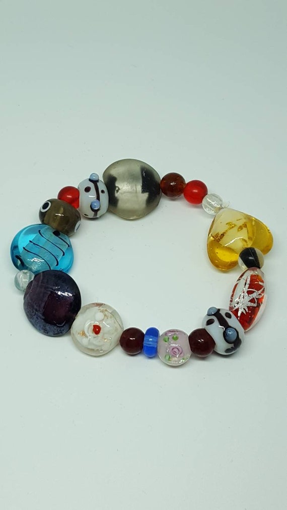 Amazing hand blown glass beads bracelet gorgeous … - image 6