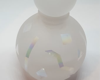 Vintage round luminous perfume bottle Twos Company artdeco frosty iridescent glass fragrance bottle amazing hand blown glass collector gift