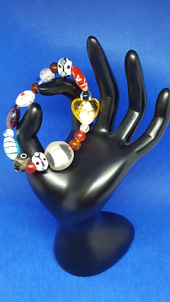 Amazing hand blown glass beads bracelet gorgeous … - image 4