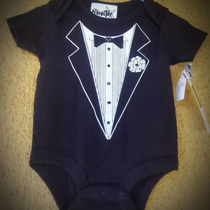 Awesome baby boy tuxedo onesie wedding black tie formal crawler punk rocker outfit gothic cosplay adorable special occasion tribe dope sick image 5