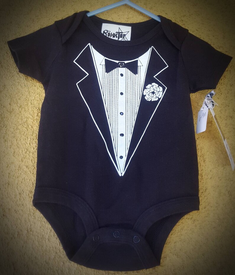 Awesome baby boy tuxedo onesie wedding black tie formal crawler punk rocker outfit gothic cosplay adorable special occasion tribe dope sick image 5