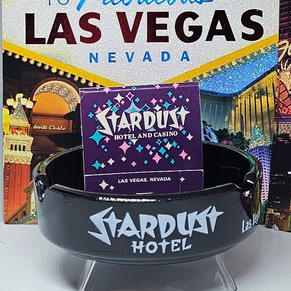 Legendary vintage MCM Stardust Casino Las Vegas ashtray & matches fabulous mancave bar accessory vintage Stardust ashtray Atomic decor gift