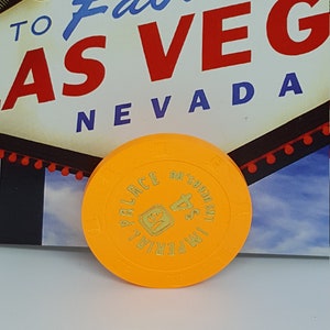 Rare vintage MCM Imperial Palace Casino Las Vegas uncirculated neon orange chip poker blackjack tablegames mancave obsolete souvenir gift
