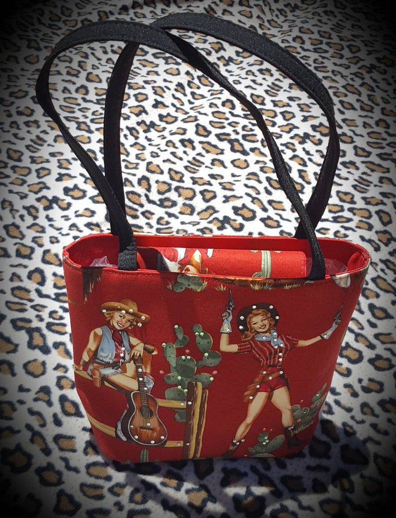 Retro Western Vintage Bling Bucket Bag Sexy Pinup Cowgirls Etsy