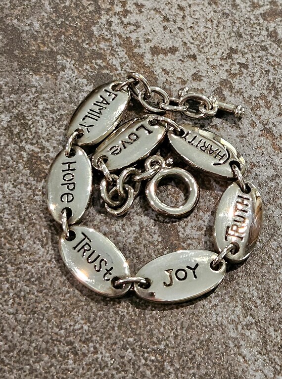 Cool vintage silver inspirational charm bracelet … - image 4