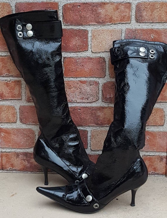 Badass sexy patent leather stretch boots! Vintage 