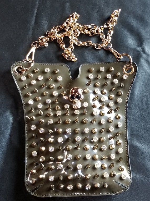 Badass vintage studded skull purse patent leather… - image 6