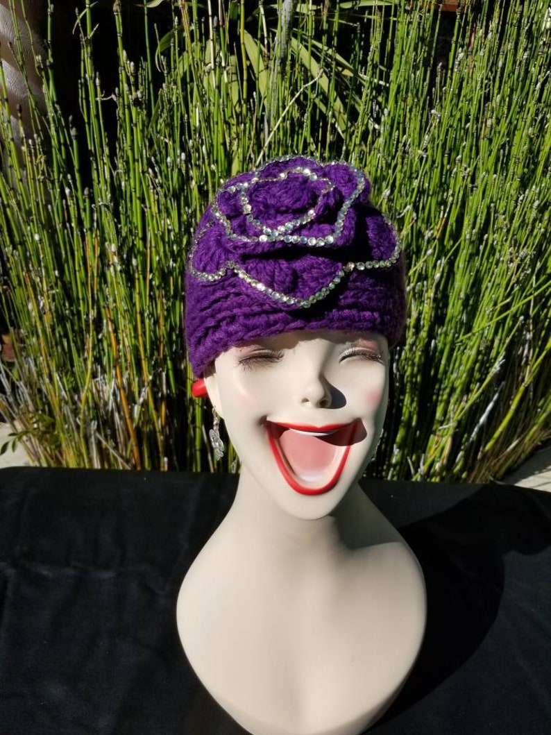 Crochet Sequin Flower Headband Groovy Headwrap Hippie Etsy