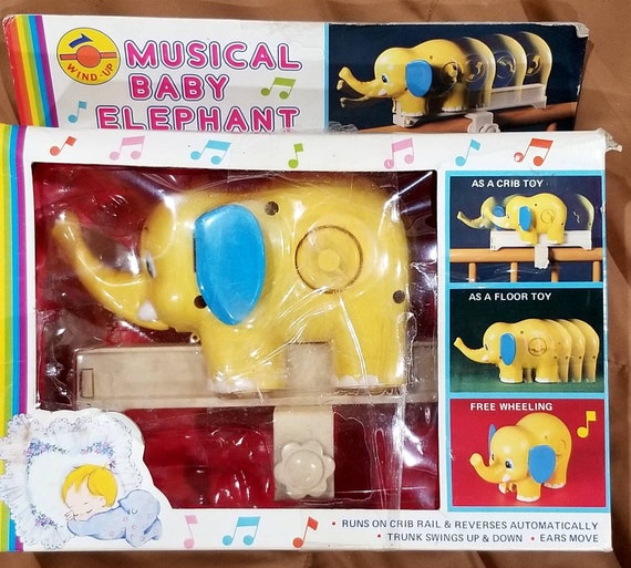 Vintage musical elephant wind up moving crib toy infant babies gift retro musicbox for a crib baby elephant crib mobile musical elephant toy Etsy