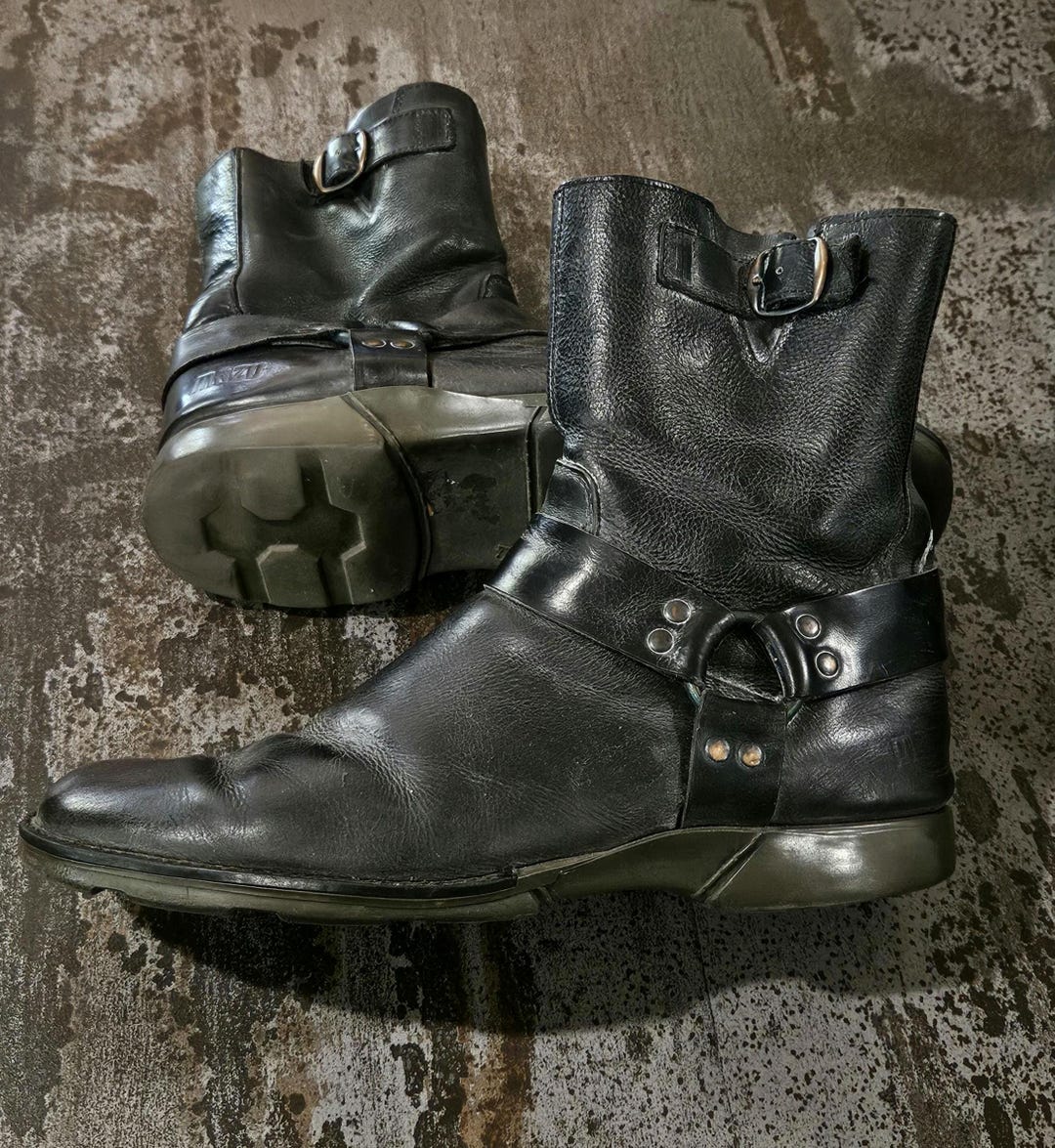 Punk Rocker Boots Men Badass Vintage Mazu Black Leather Mens Motorcycle Boots Punk Rocker ...