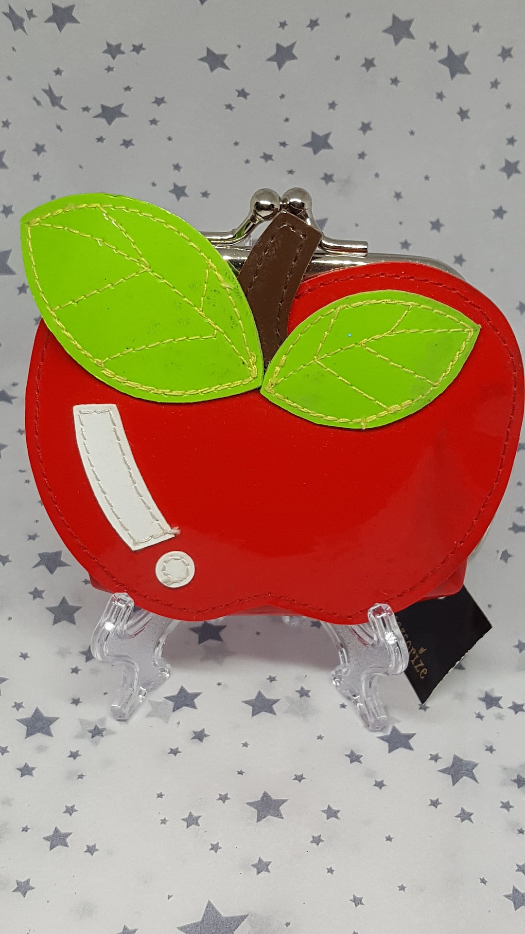 Vintage Accessorize Patent Leather Apple Coin Purse & Keychain Red Apple Wallet Bikerchick