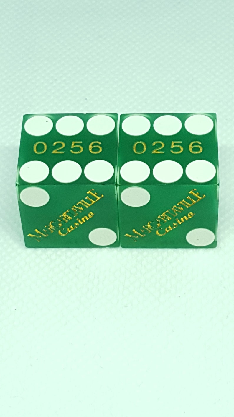 Amazing rare vintage green Margaritaville Las Vegas Casino dice bones craps shooter tablegames fun gambler souvenir memorabilia mancave