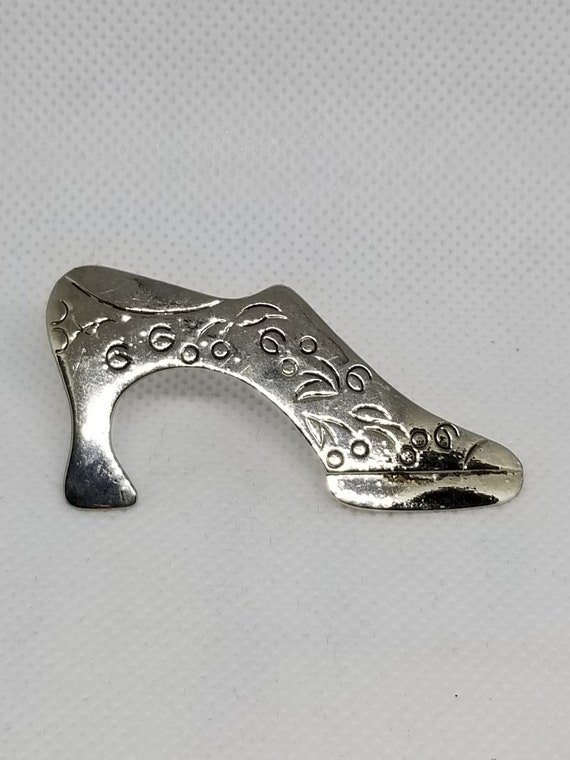 Vintage 80s sterling silver granny boot pin shoe c