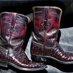Lucchese men Black Leather Western Cowboy Boots with Burgundy Stitching size 7.5 Lucchese Men main image 3