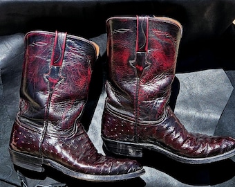 Badass vintage mens Lucchese ostrich leather cowboy boots rocker boots mens cowboy boots vintage ostrich & leather cowboy boots for guys