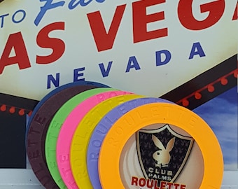 Legendary Playboy Club Las Vegas roulette chips Palms Casino vintage uncirculated Playboy Club roulette chips Playboy souvenir mancave gift