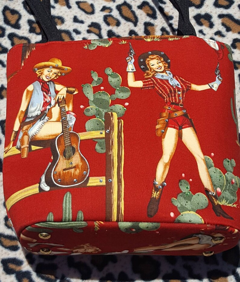 Retro Western Vintage Bling Bucket Bag Sexy Pinup Cowgirls Etsy