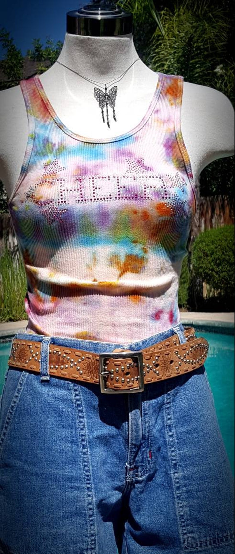 Hippie Tie Dye Tanktop Rhinestone Cheer Cheerleader Bling Tank Kids ...
