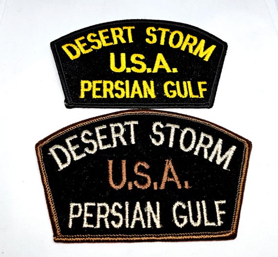 Vintage Desert Storm embroidered uniform patches Desert Storm USA Persian Gulf shoulder patch retro military patches Desert Storm iron on