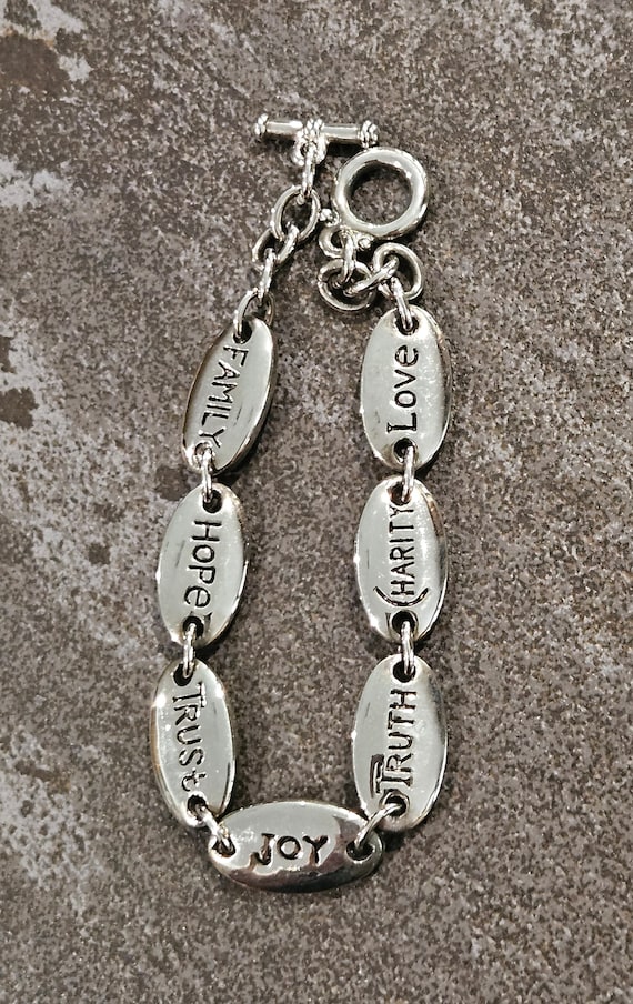 Cool vintage silver inspirational charm bracelet … - image 2