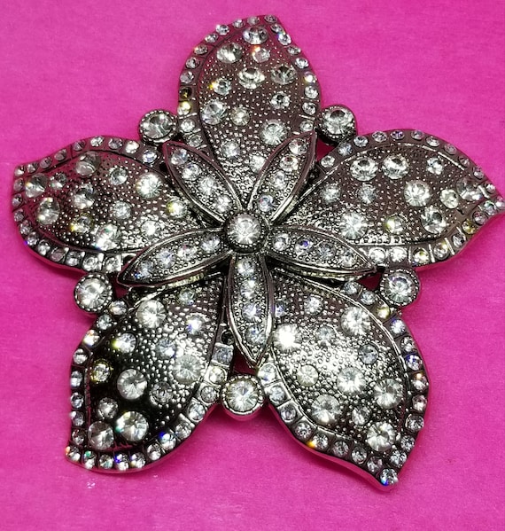 Vintage Swarovski Crystal BELT BUCKLES.. Belt Buckle / Black Diamond Swarovski Crystals / Silver Bit  main image 4