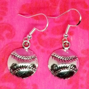 Sterling silver baseball earrings silver softball earrings MLB Dodgers jewelry baseball fan gift silver plated baseball earrings dodgers