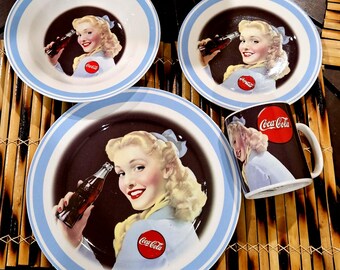 Vintage Coca Cola Ladies Dinnerware Set Four Placesettings Coca