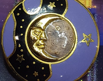 Bitchen moon & stars pin vintage 80's celestial pin crescent moon and stars jewelry vintage hippie pins bohemian jewelry vintage enamel pin