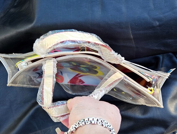 バッグ have a good time vintage clear tote bag Vintage Clear Plastic Handbag With Second Flower Tote Inside