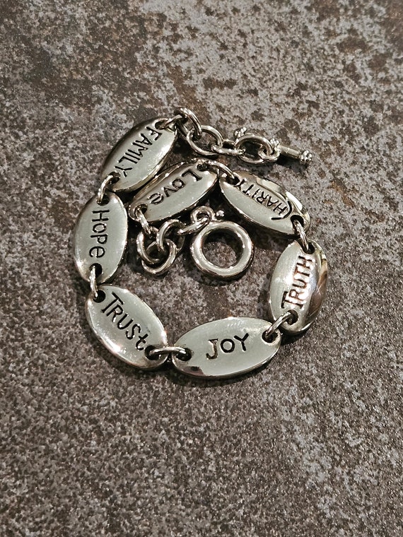 Cool vintage silver inspirational charm bracelet … - image 1