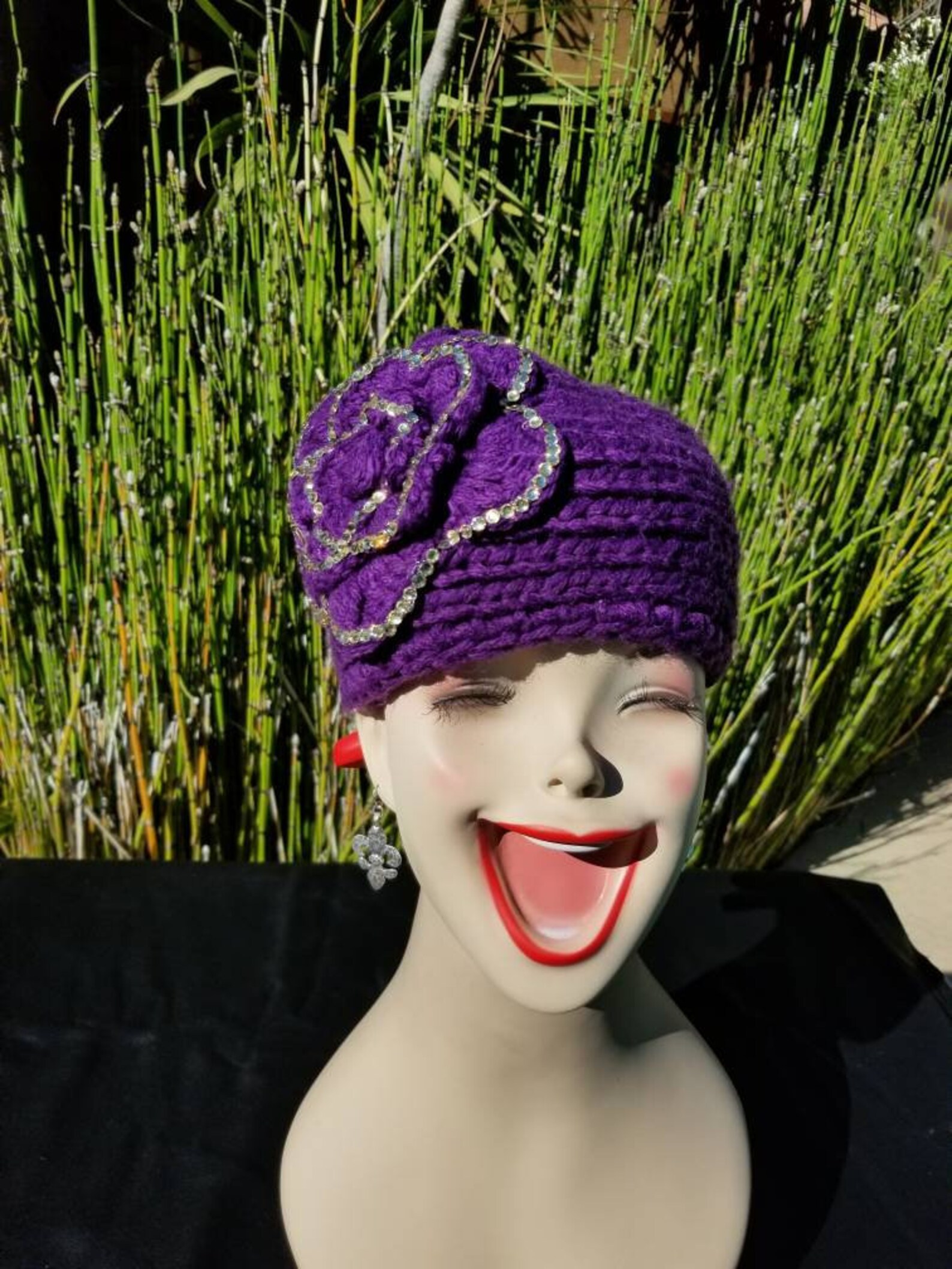 Crochet Sequin Flower Headband Groovy Headwrap Hippie Etsy