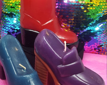 Groovy vintage MCM 1970's platform shoe candles retro disco fever popculture gift funky boots punk rocker  collector amazing fun nostalgia