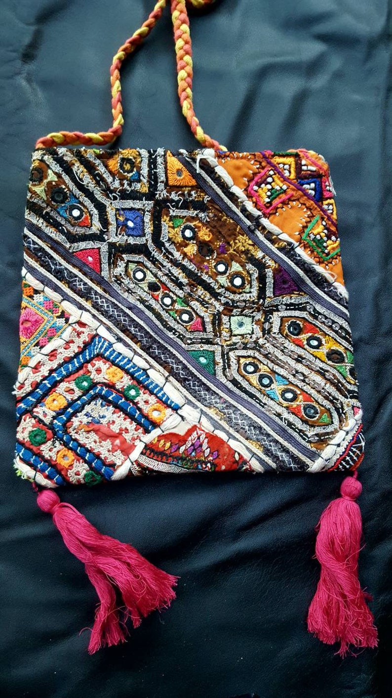 Awesome vintage hippie patchwork embroidered crossbody bag amazing handmade tribal bohemian purse indian native tribe ethnic gorgeous sling image 1