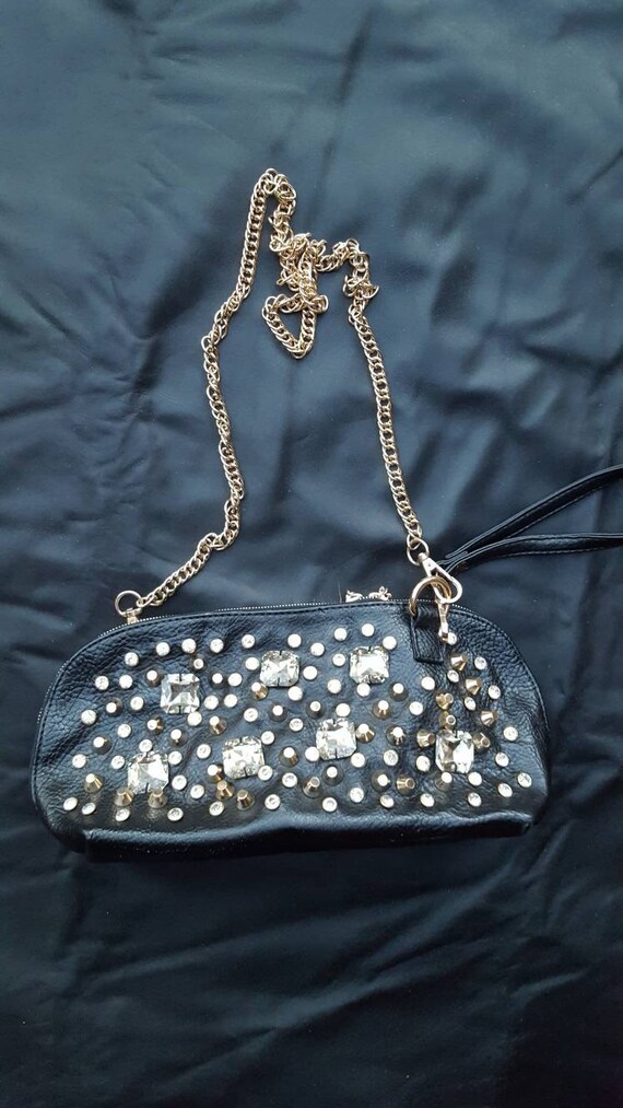 Amazing vintage crossbody bag black & gold clutch… - image 6